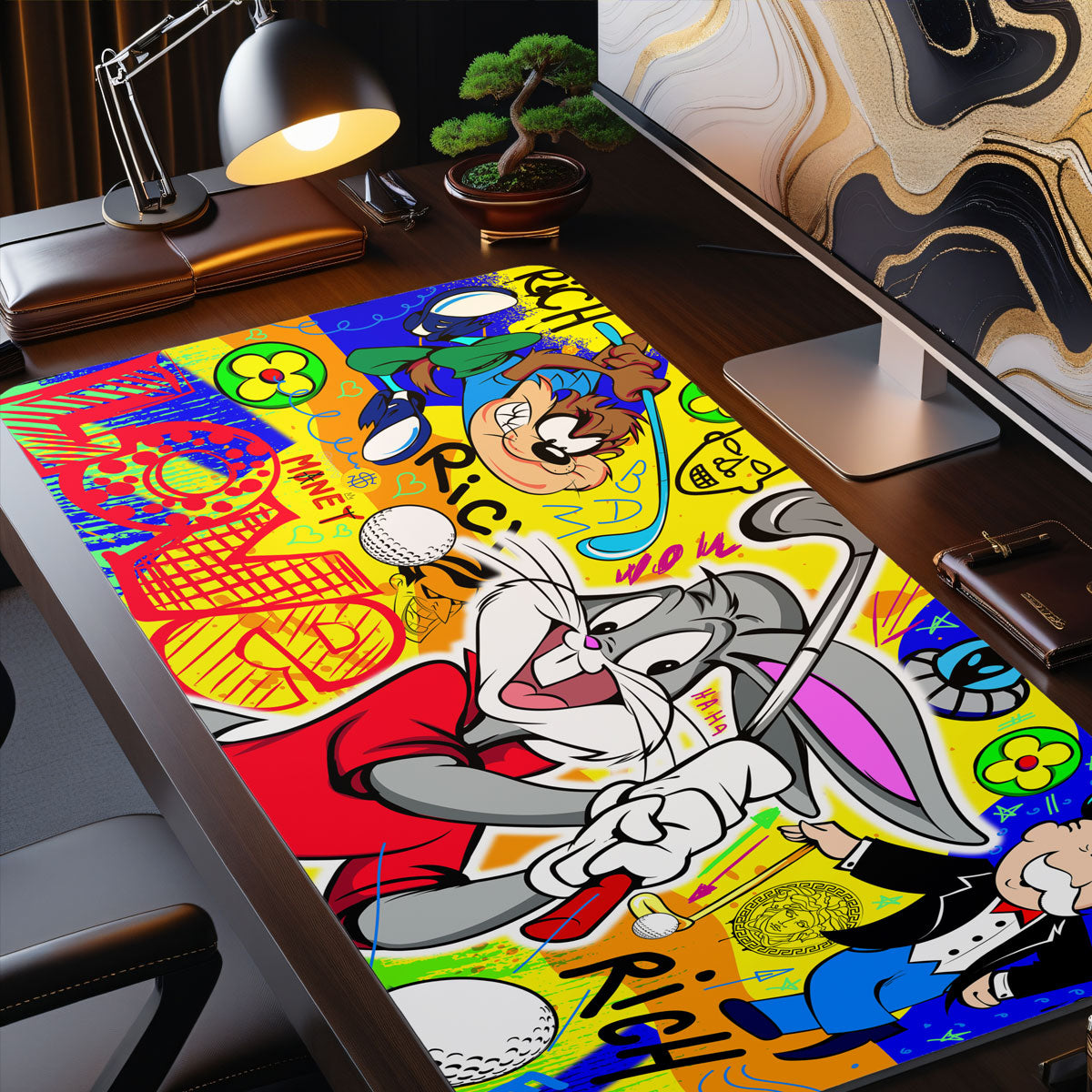 MAD BUNNY GOLFCLUB - Popart Design - XXL Gaming Mauspad