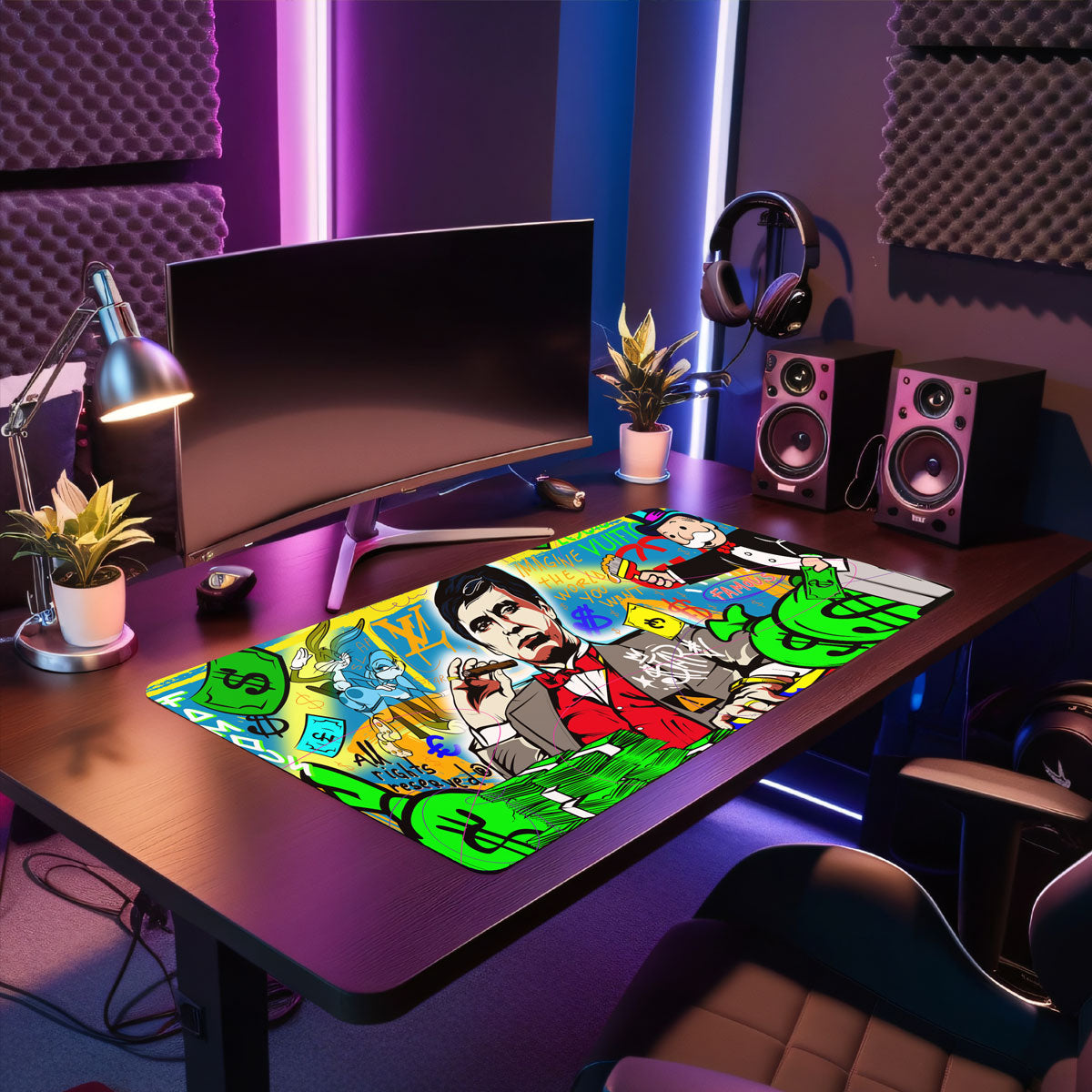 IMAGINE THE WORLD YOU WANT - Popart Design - XXL Gaming Mauspad