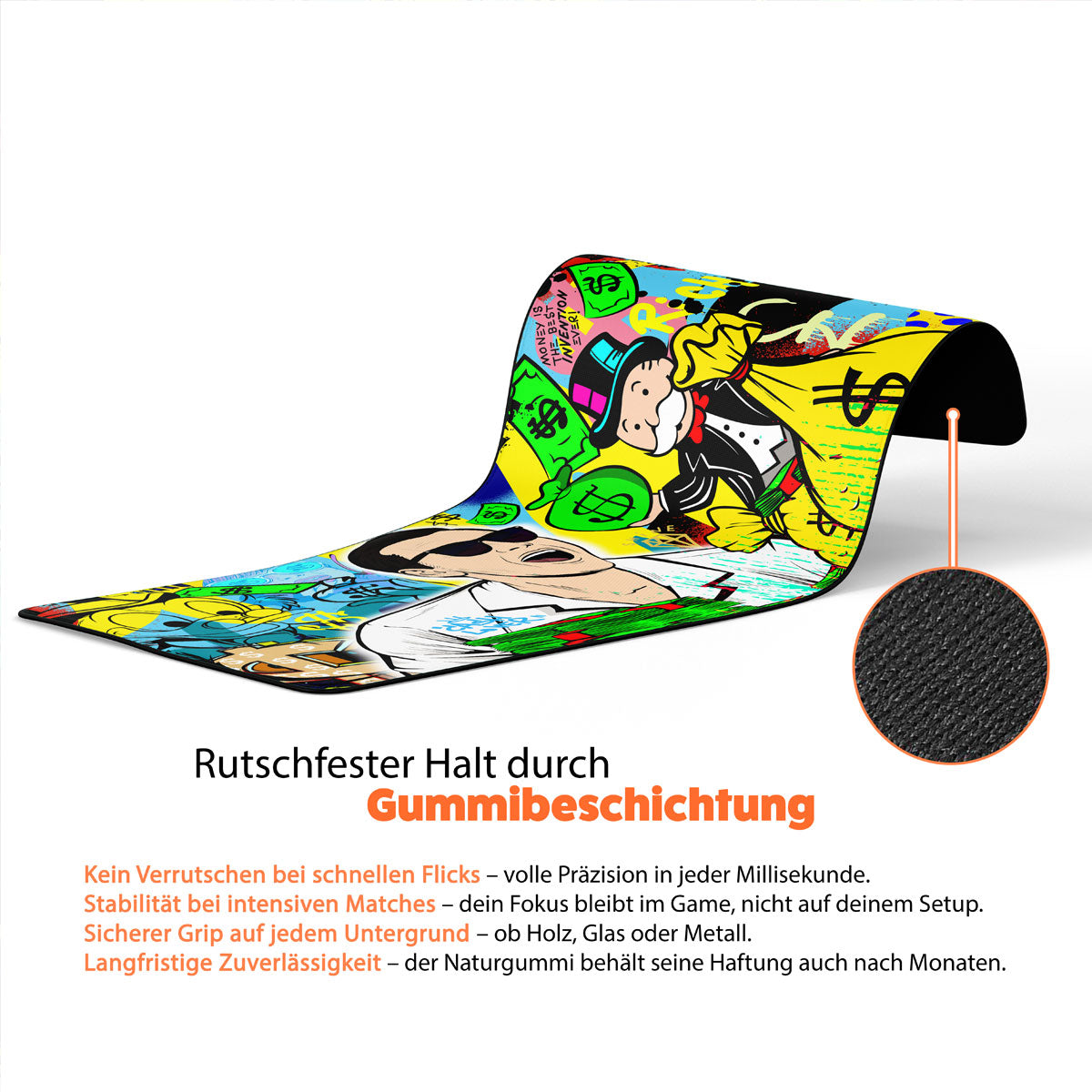 MONEY IS THE BEST INVENTION - Popart Design - XXL Gaming Mauspad