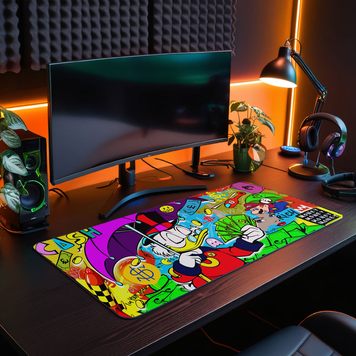 MONEY RAIN - Popart Design - XXL Gaming Mauspad