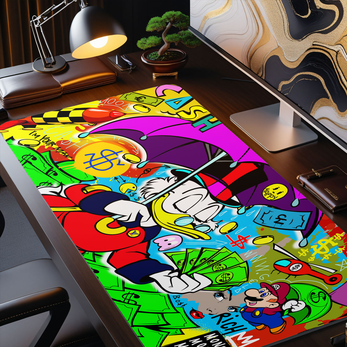 MONEY RAIN - Popart Design - XXL Gaming Mauspad