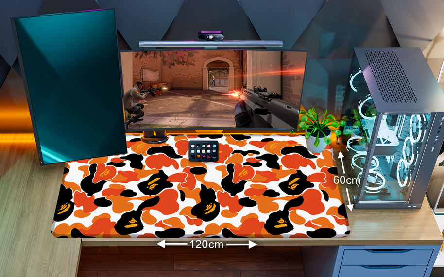 CAMOUFLAGE ORANGE - Pattern Design - XXL Gaming Mauspad