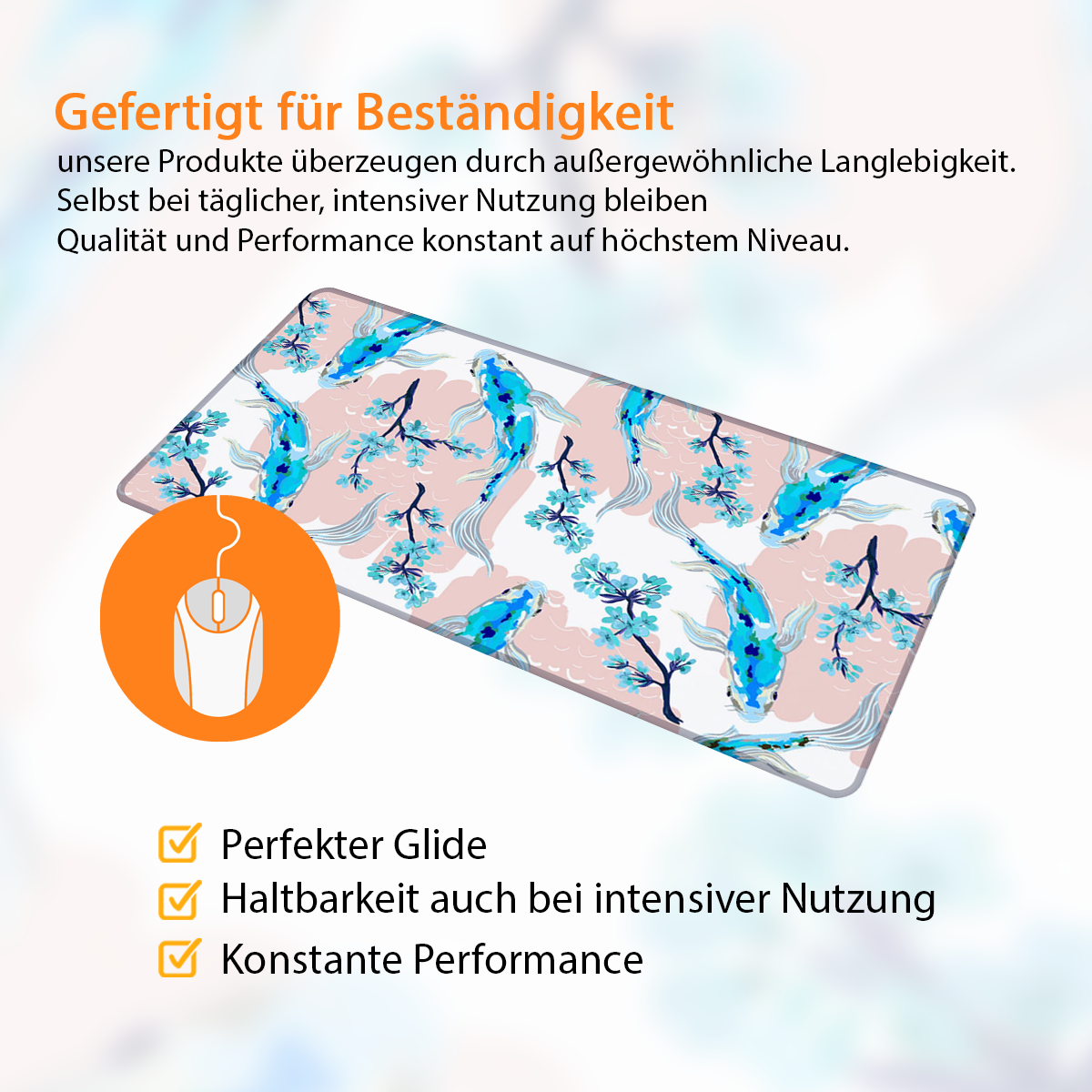 BLUE KOI - Japan Design - XXL Gaming Mauspad