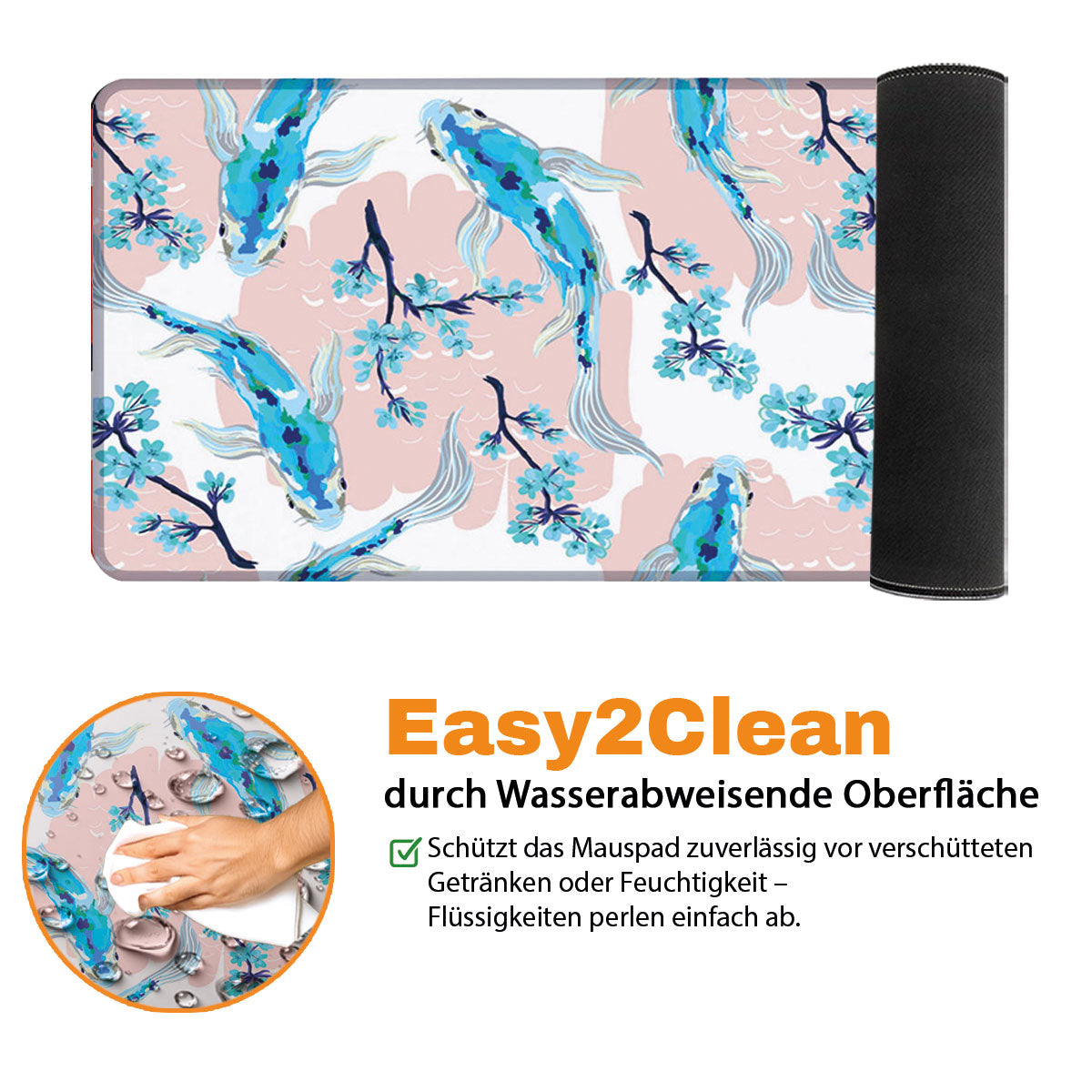 BLUE KOI - Japan Design - XXL Gaming Mauspad