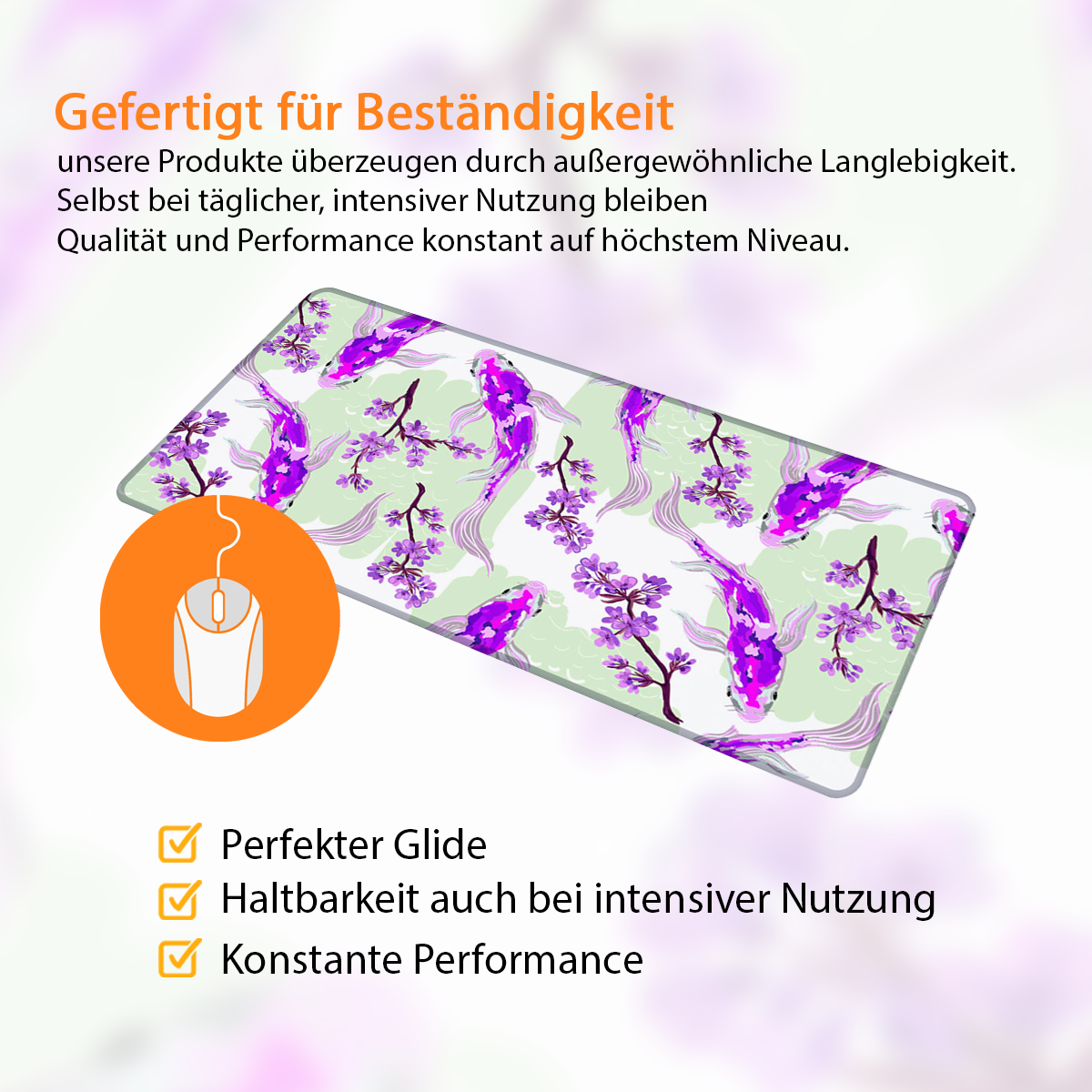 PURPLE KOI - Japan Design - XXL Gaming Mauspad