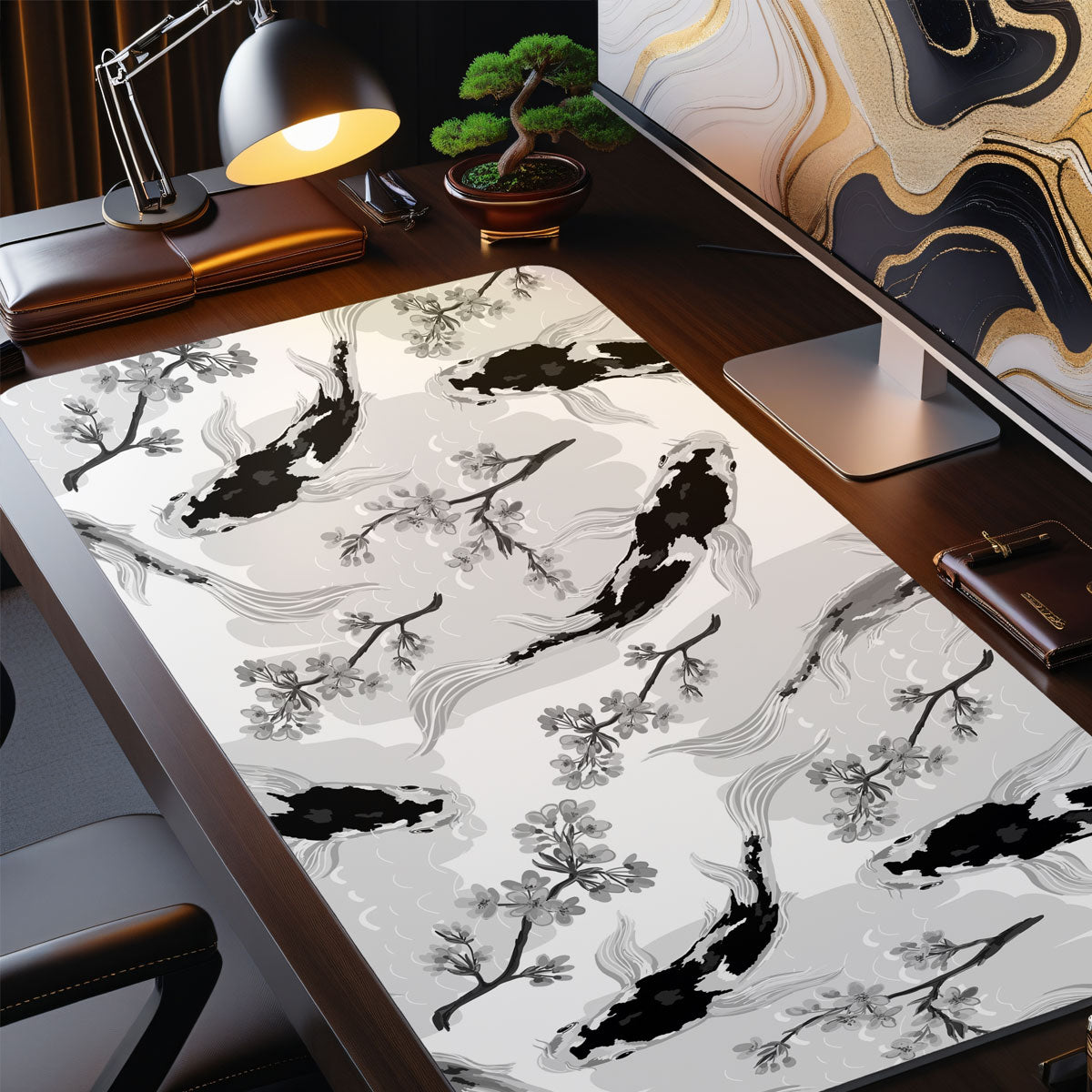BLACK KOI - Japan Design - XXL Gaming Mauspad