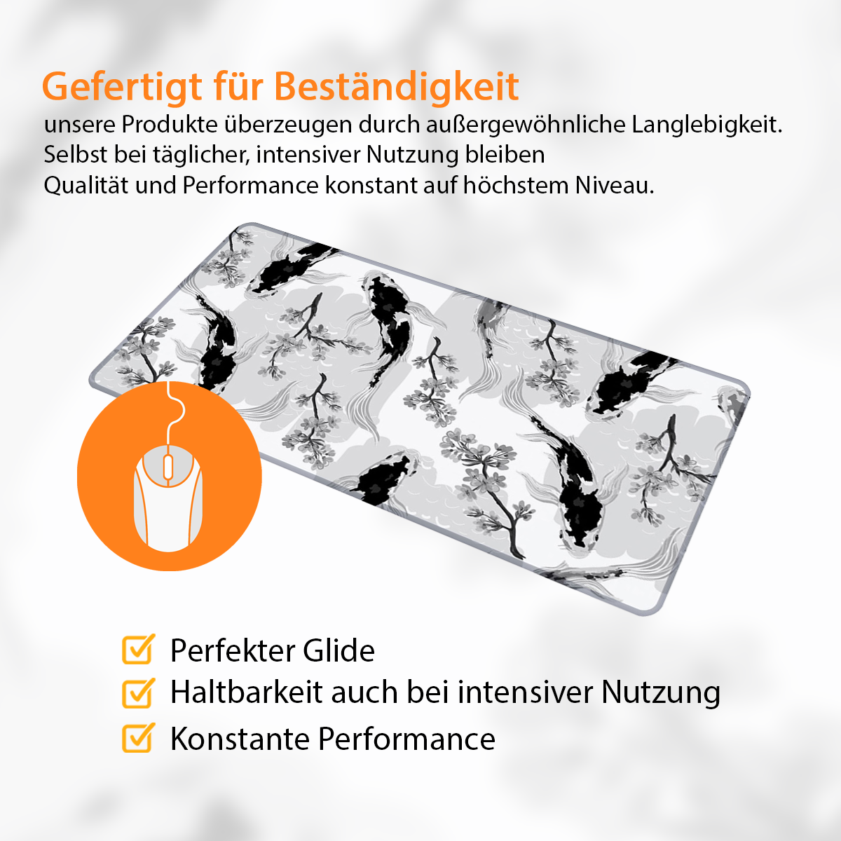 BLACK KOI - Japan Design - XXL Gaming Mauspad