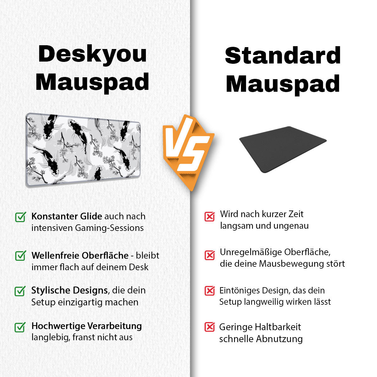 BLACK KOI - Japan Design - XXL Gaming Mauspad