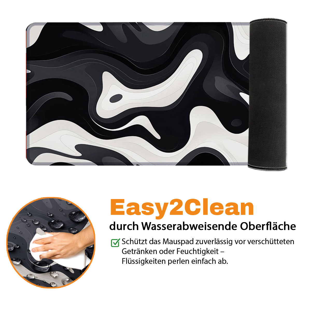 LIQUID BLACK - Pattern Design - XXL Gaming Mauspad