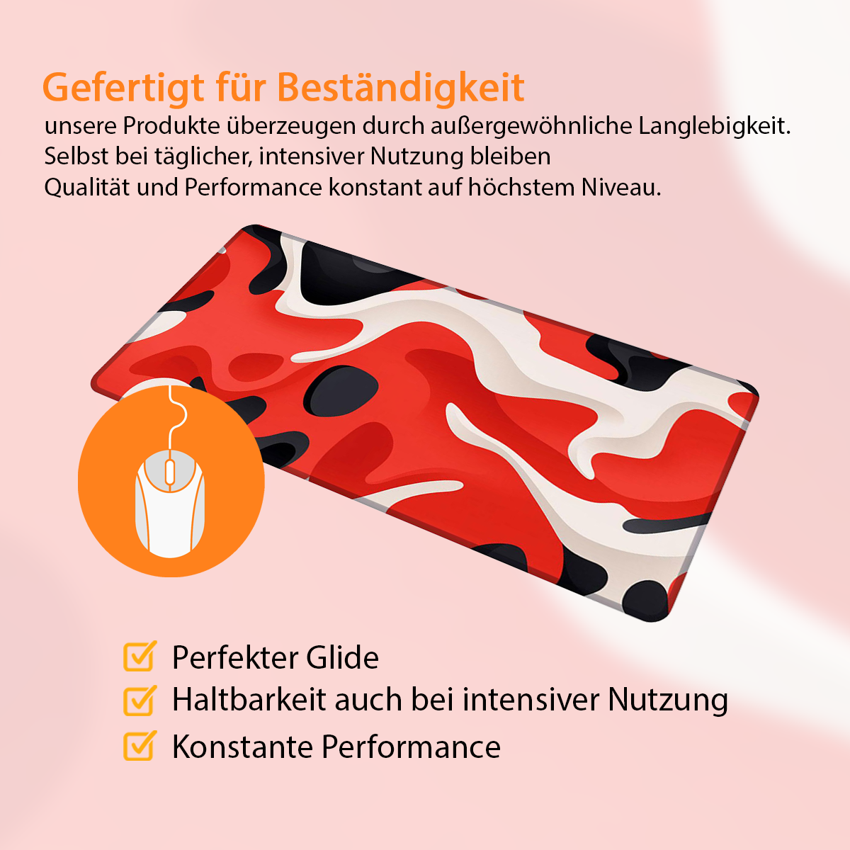 LIQUID RED - Pattern Design - XXL Gaming Mauspad