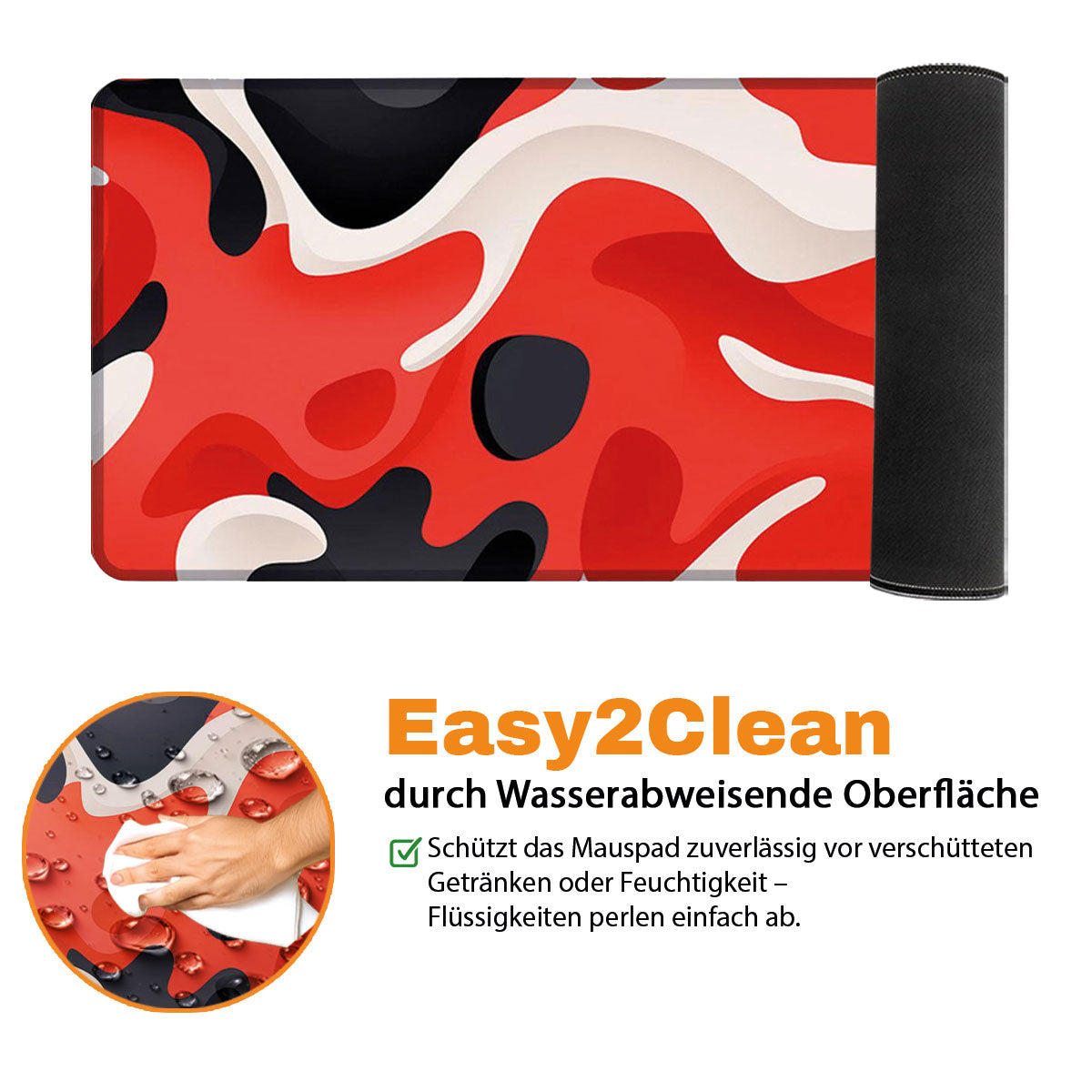 LIQUID RED - Pattern Design - XXL Gaming Mauspad