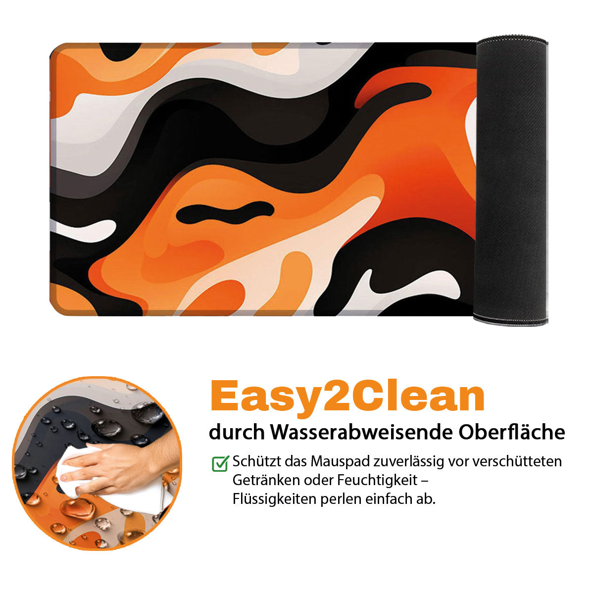 LIQUID ORANGE - Pattern Design - XXL Gaming Mauspad