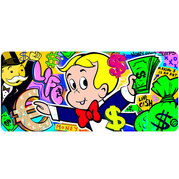 MONEY NEVER SLEEPS - Popart Design - XXL Gaming Mauspad
