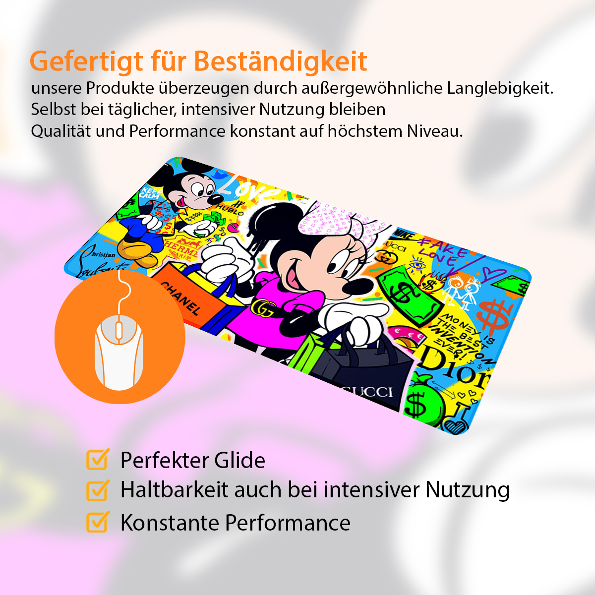 LOVE CANT BUY CLOTHING - Popart Design - XXL Gaming Mauspad