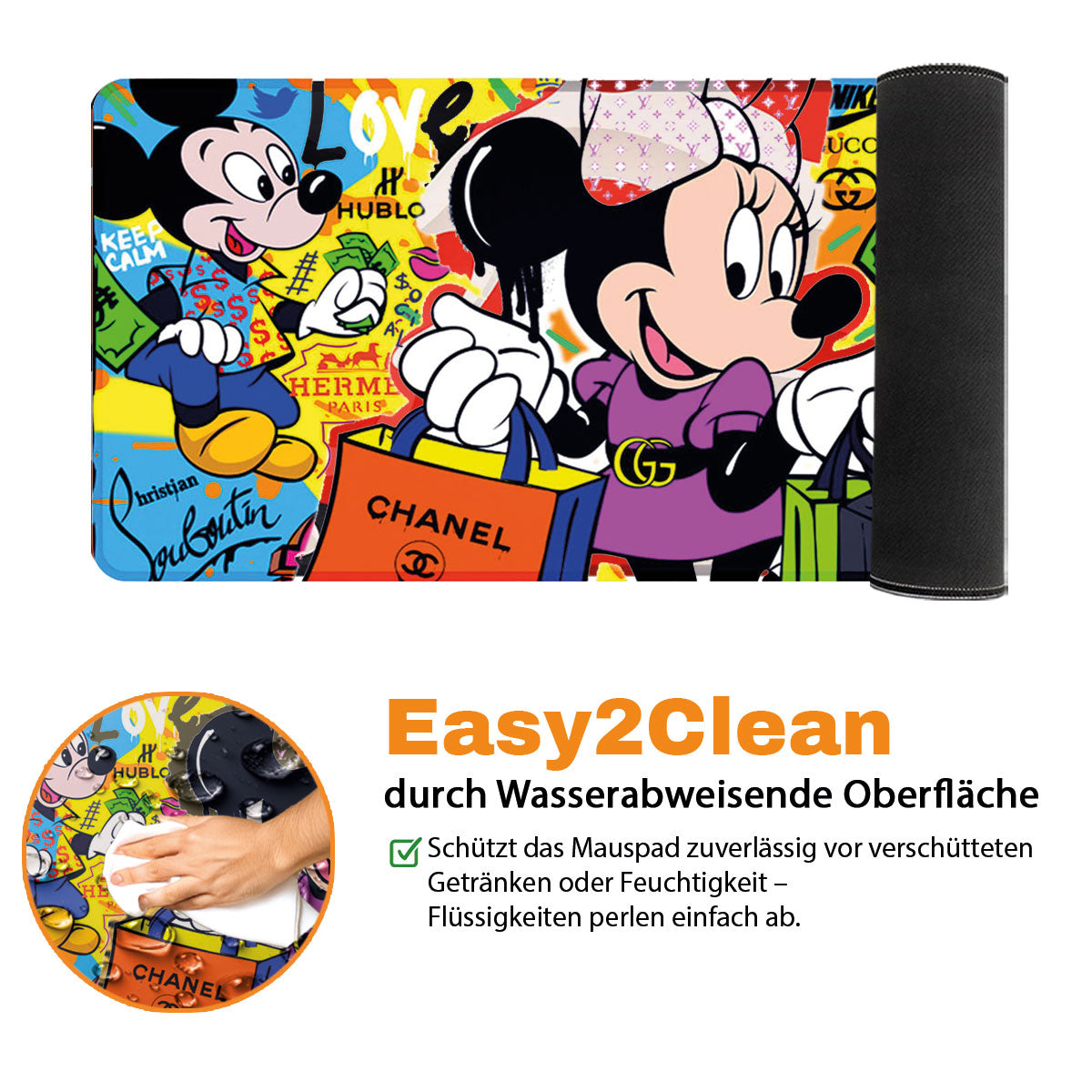 LOVE CANT BUY CLOTHING - Popart Design - XXL Gaming Mauspad