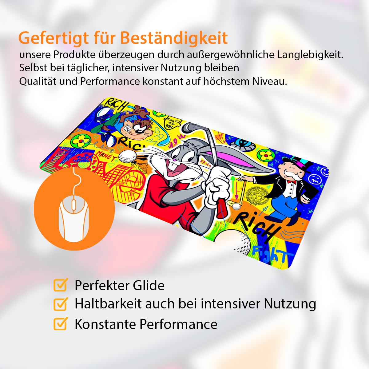 MAD BUNNY GOLFCLUB - Popart Design - XXL Gaming Mauspad