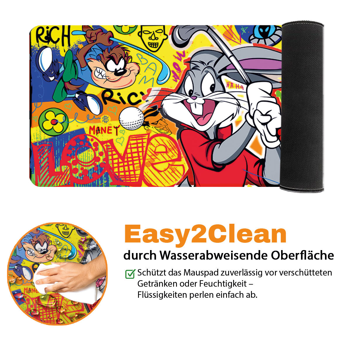 MAD BUNNY GOLFCLUB - Popart Design - XXL Gaming Mauspad