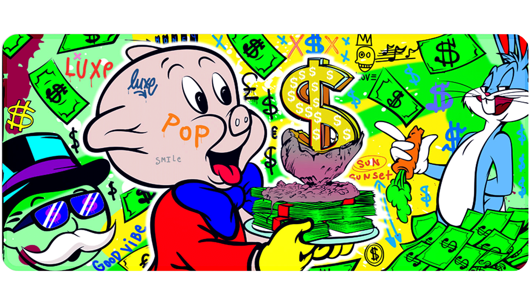 MONEY MENU - Popart Design - XXL Gaming Mauspad