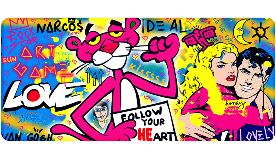 FOLLOW YOUR PINK HEART - Popart Design - XXL Gaming Mauspad