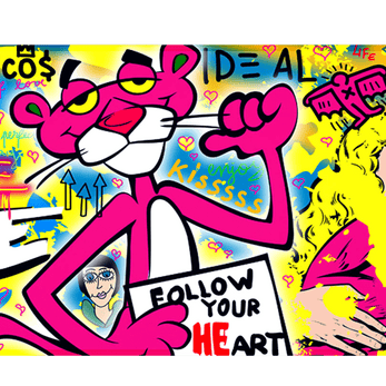 FOLLOW YOUR PINK HEART - Popart Design - XXL Gaming Mauspad