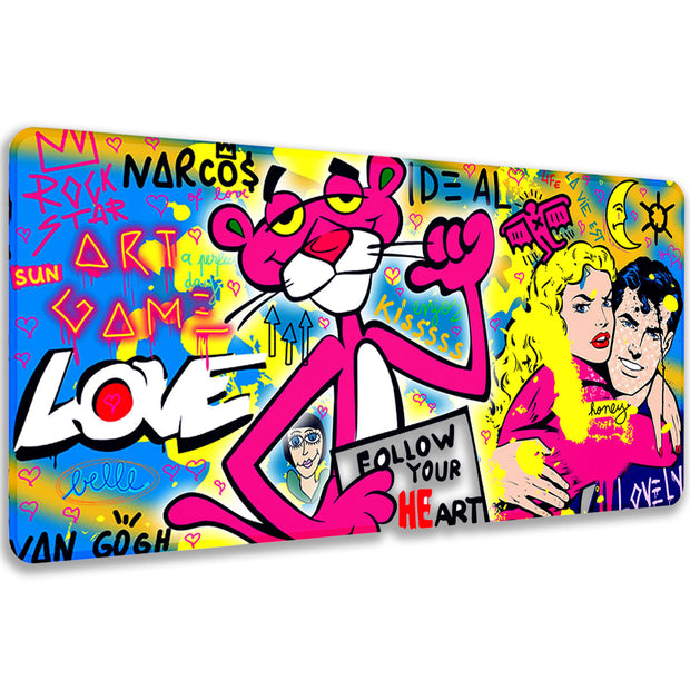 FOLLOW YOUR PINK HEART - Popart Design - XXL Gaming Mauspad