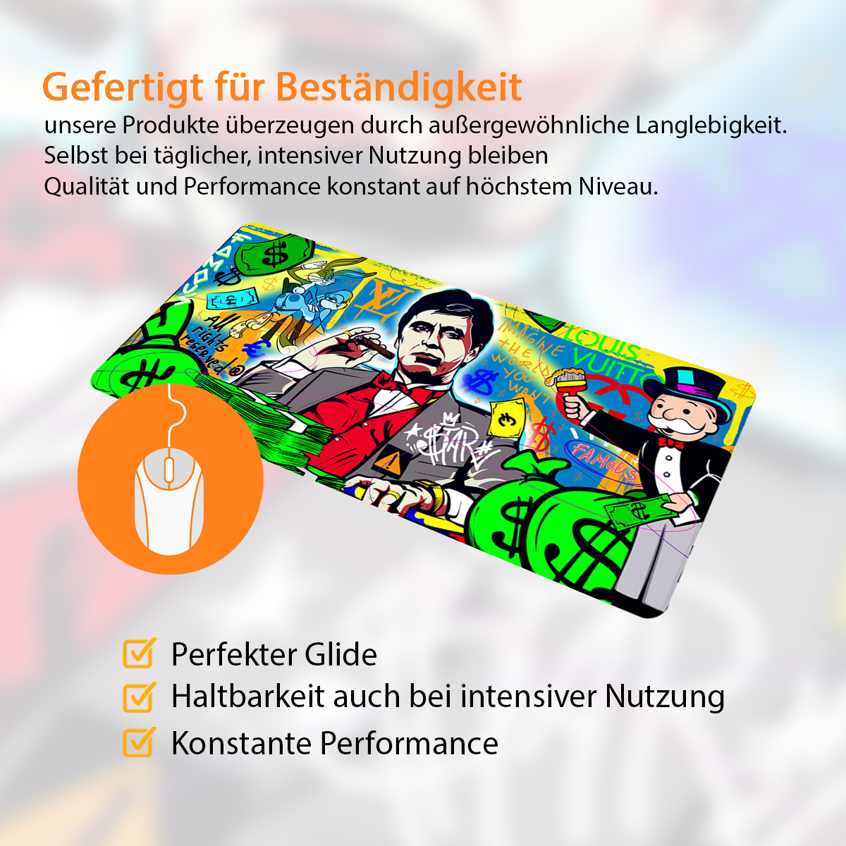 IMAGINE THE WORLD YOU WANT - Popart Design - XXL Gaming Mauspad