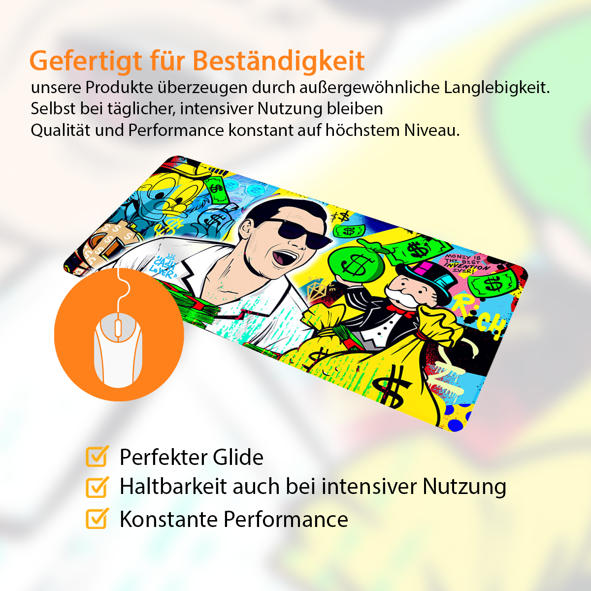 MONEY IS THE BEST INVENTION - Popart Design - XXL Gaming Mauspad