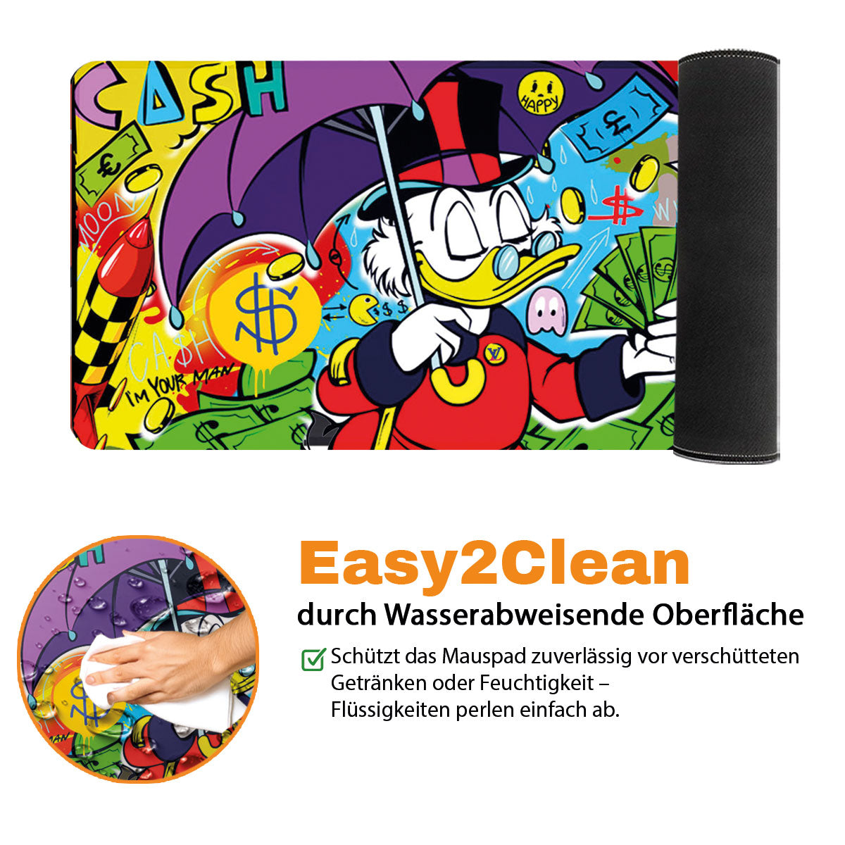MONEY RAIN - Popart Design - XXL Gaming Mauspad