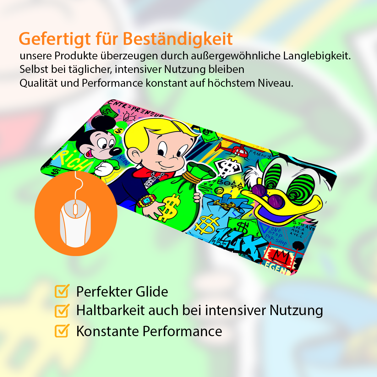 HYPNOTIC CASHFLOW - Popart Design - XXL Gaming Mauspad