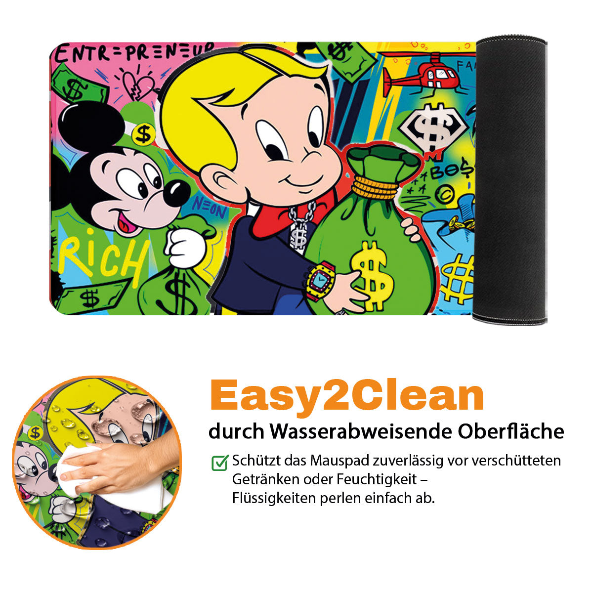 HYPNOTIC CASHFLOW - Popart Design - XXL Gaming Mauspad