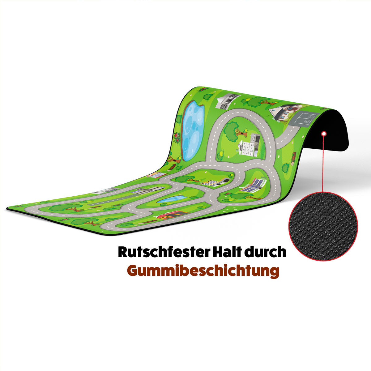 Kinder Strassenteppich Spielteppich Green - XXL Gaming Mauspad