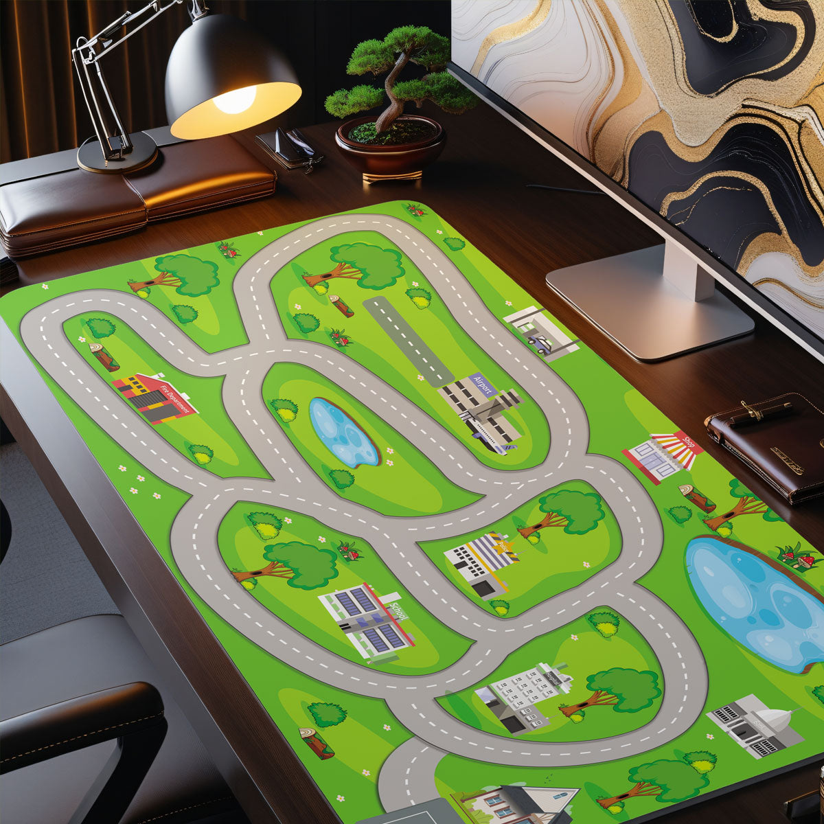 Kinder Strassenteppich Spielteppich Green - XXL Gaming Mauspad