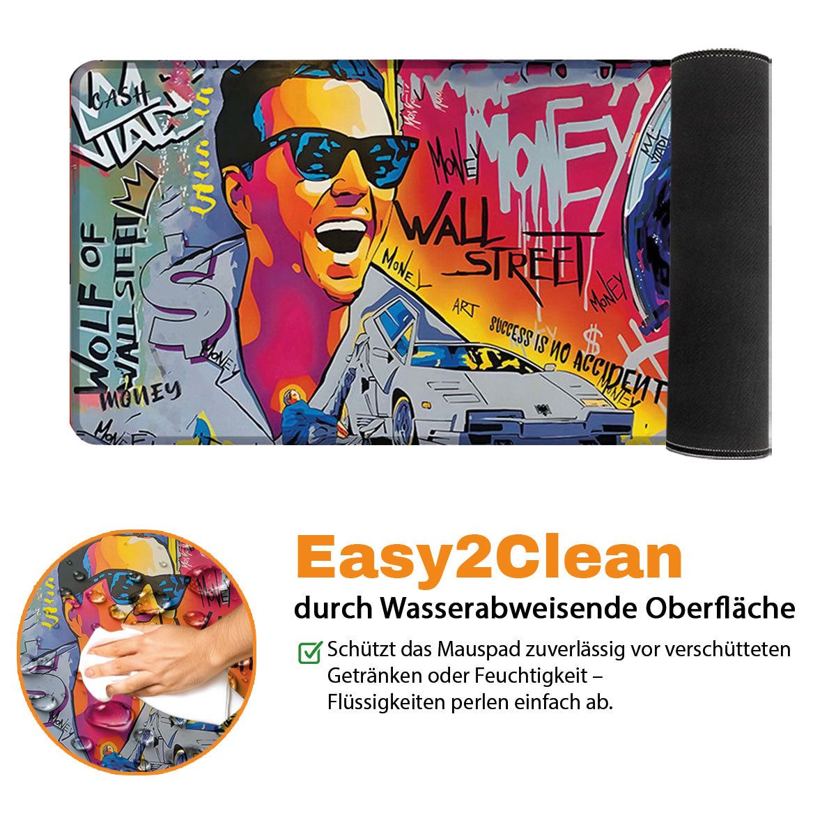 BE RICH AF - Art Design - XXL Gaming Mauspad