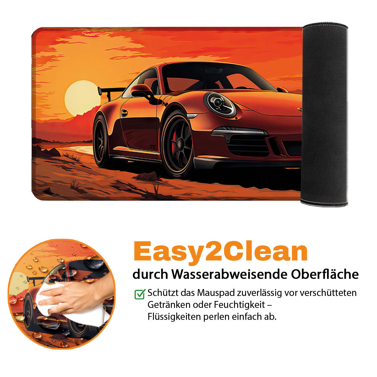 ORANGE 911 - Car Design - XXL Gaming Mauspad