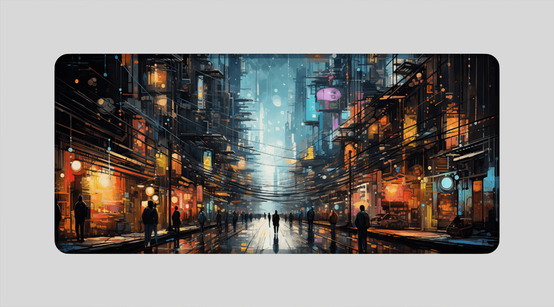 ELECTRIC CITY OIL PAINTING - City Design - XXL Gaming Mauspad