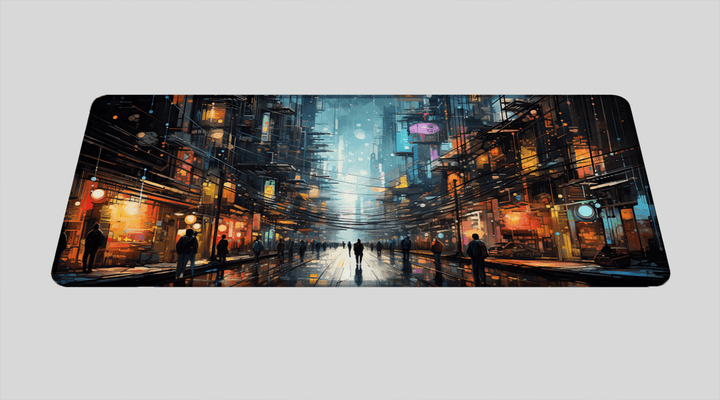 ELECTRIC CITY OIL PAINTING - City Design - XXL Gaming Mauspad