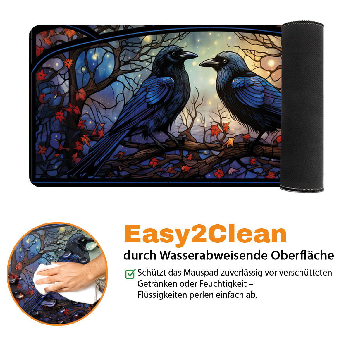 Hugin Munin - Fantasy Design - XXL Gaming Mauspad