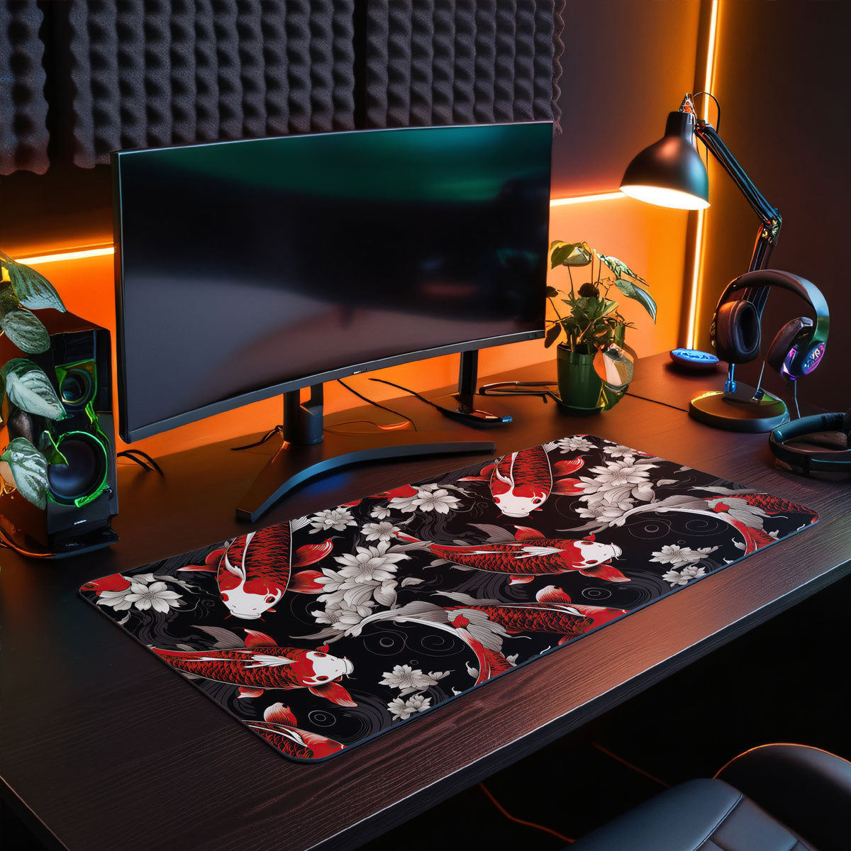 KOI PATTERN RED - Japan Design - XXL Gaming Mauspad