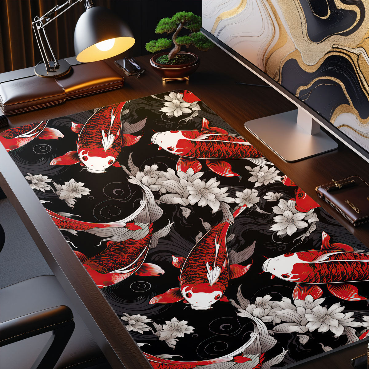 KOI PATTERN RED - Japan Design - XXL Gaming Mauspad