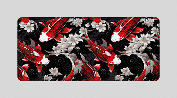 KOI PATTERN RED - Japan Design - XXL Gaming Mauspad