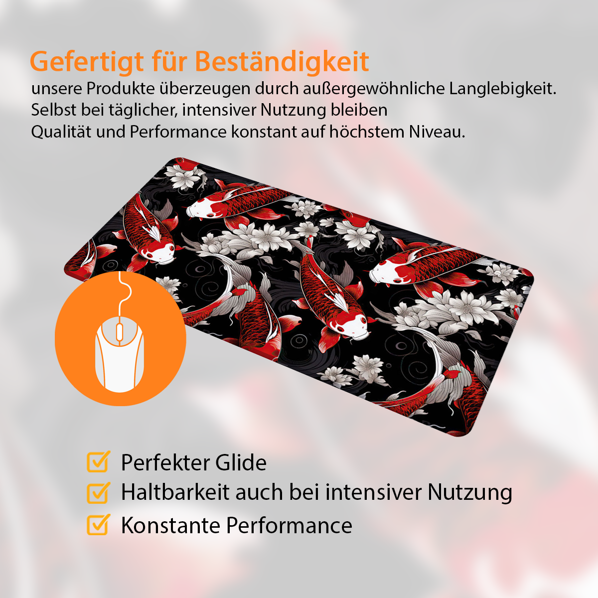 KOI PATTERN RED - Japan Design - XXL Gaming Mauspad