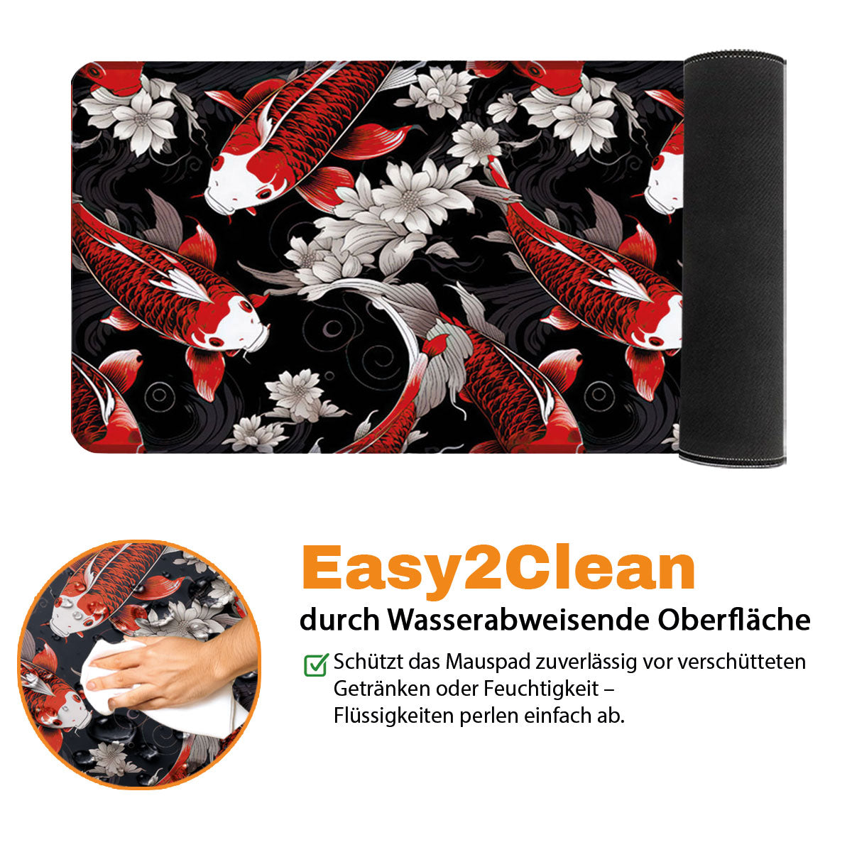 KOI PATTERN RED - Japan Design - XXL Gaming Mauspad