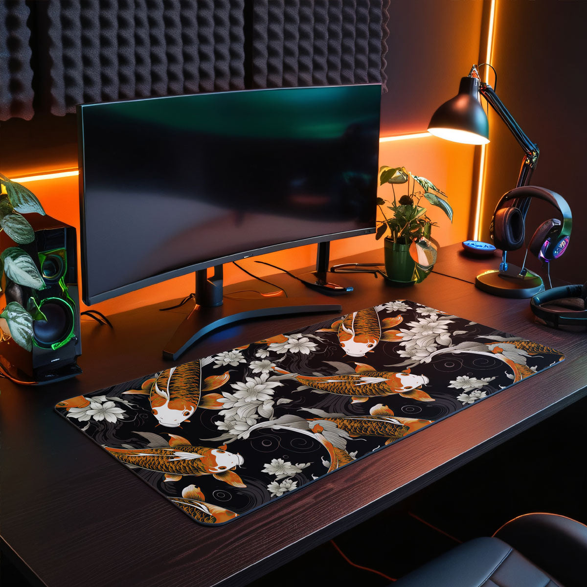 KOI PATTERN ORANGE - Japan Design - XXL Gaming Mauspad