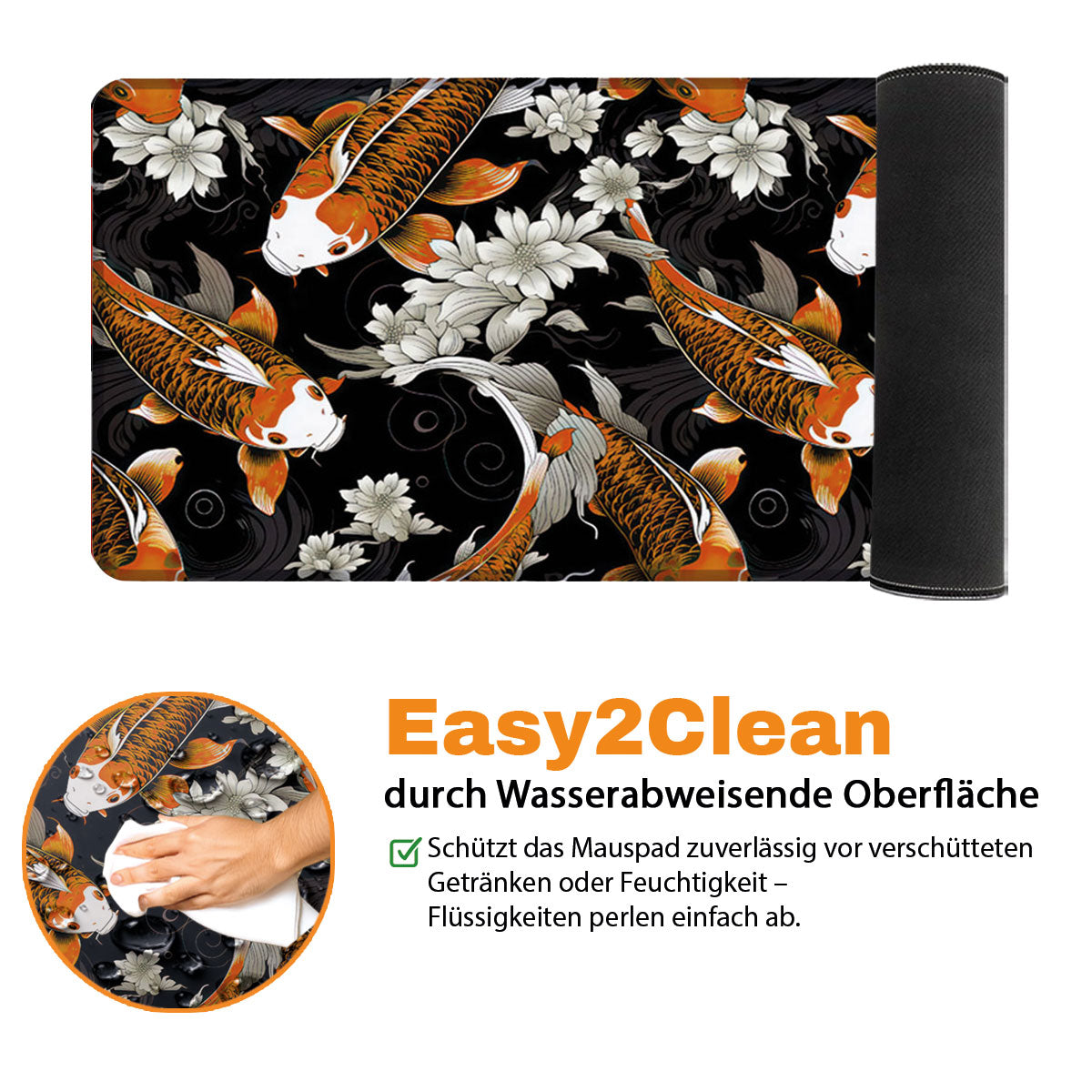 KOI PATTERN ORANGE - Japan Design - XXL Gaming Mauspad