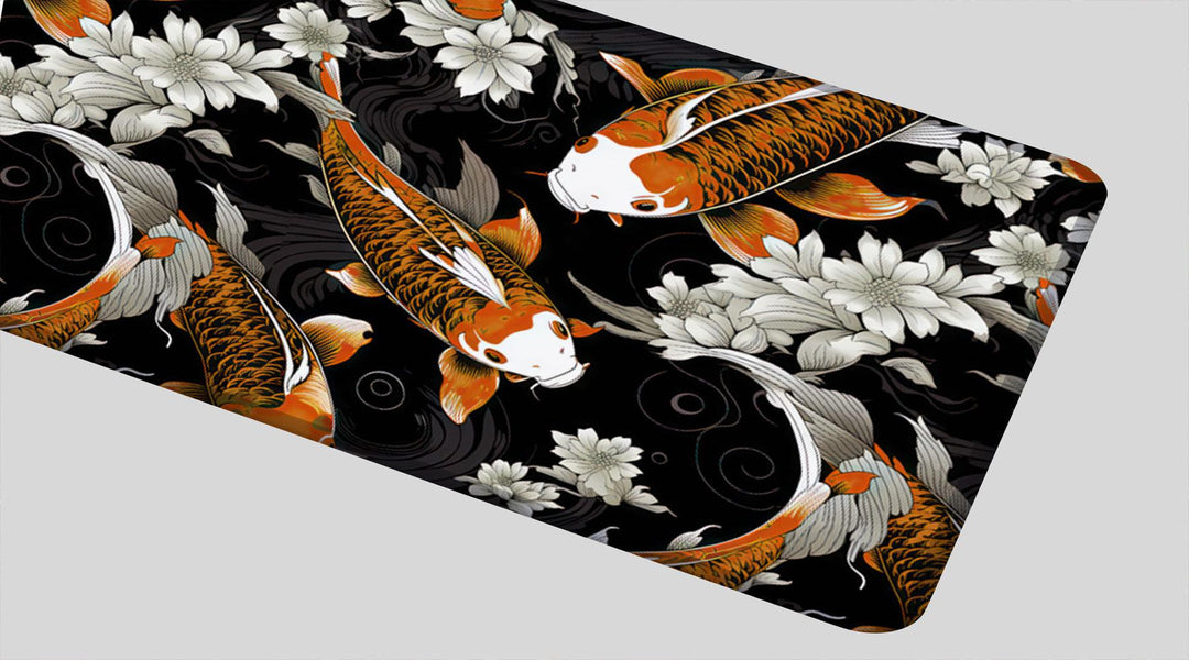 KOI PATTERN ORANGE - Japan Design - XXL Gaming Mauspad