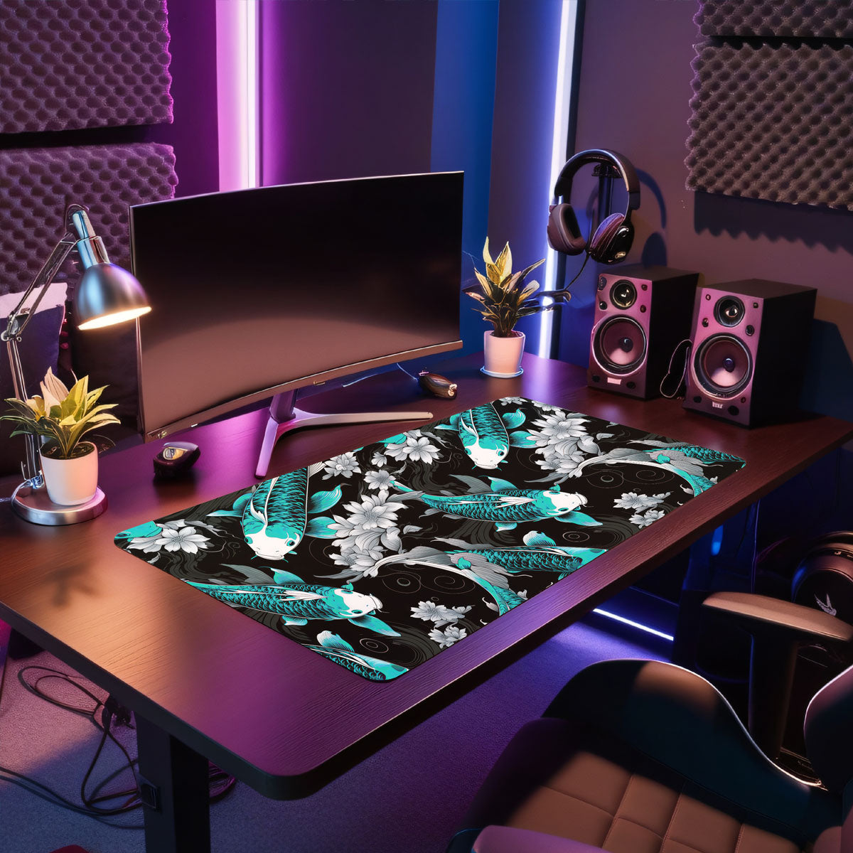 KOI PATTERN BLUE - Japan Design - XXL Gaming Mauspad