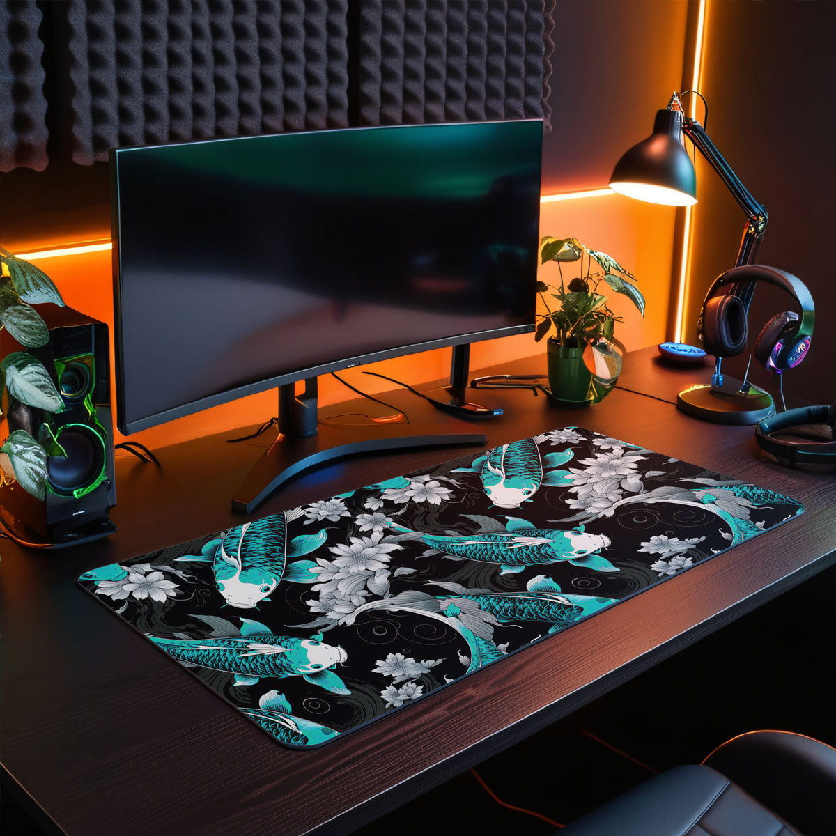 KOI PATTERN BLUE - Japan Design - XXL Gaming Mauspad