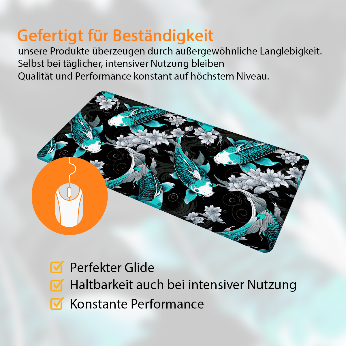 KOI PATTERN BLUE - Japan Design - XXL Gaming Mauspad