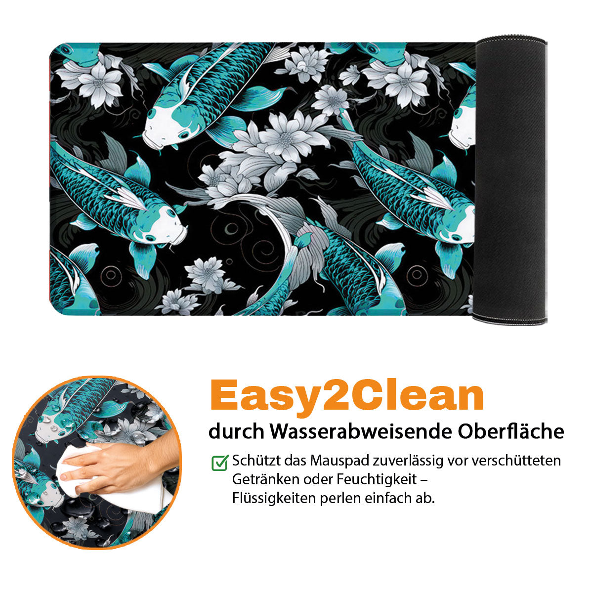 KOI PATTERN BLUE - Japan Design - XXL Gaming Mauspad