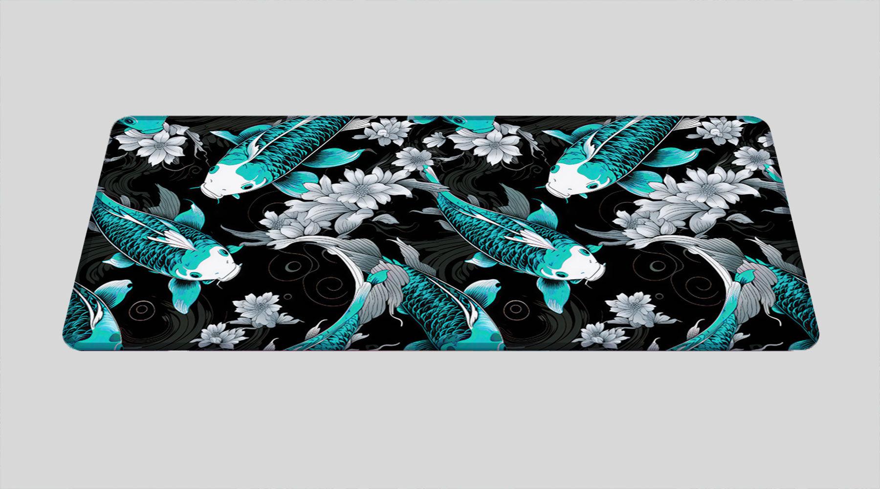 KOI PATTERN BLUE - Japan Design - XXL Gaming Mauspad